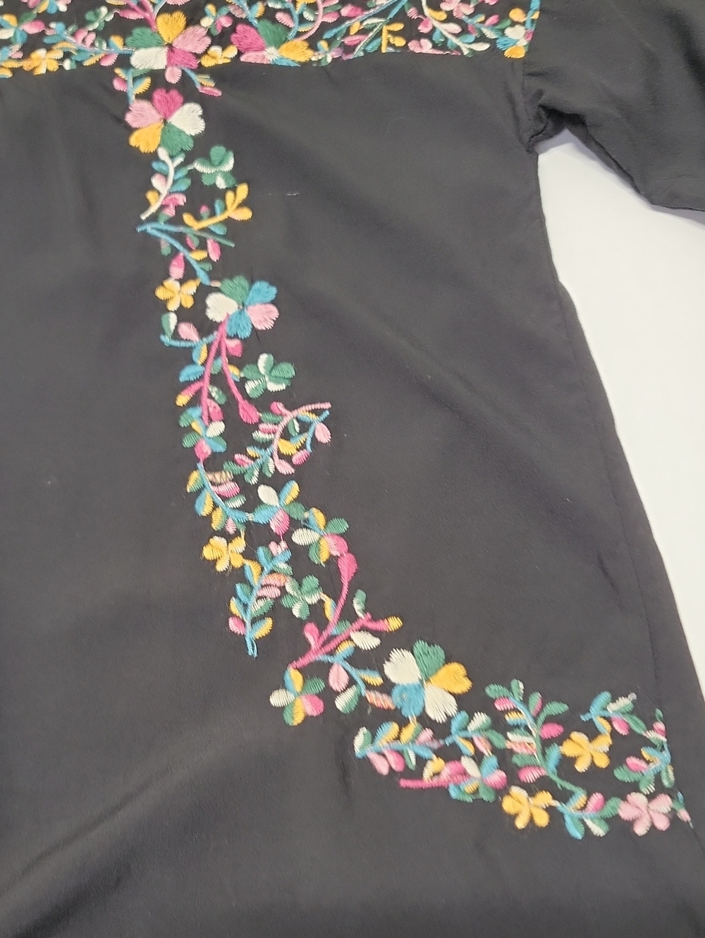 Savanna Jane Black Colorful Floral Embroidered Long-Sleeve Tunic Sz Large - Picture 12 of 16
